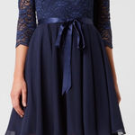 SWING Cocktail fit & flare short short sleeved dress navy lace 6 Blue Photo 0