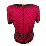 Papell Boutique Vintage 80s  Evening Red Silk Beaded Top Women's Size Large Photo 1