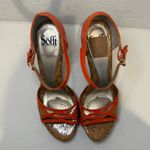 Sofft Valeda Patent Orange Patent & Cork Strappy Platform High Heel Sandals 8.5 Photo 2