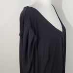 Ashley Stewart  Black Blouse with Tie Sleeves and Pleated Shoulders Size 18/20 Photo 2