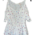 Hippie Rose Atelier Rose‎ White Floral Cold Shoulder Romantic Summer Top Small Casual Blouse Photo 0