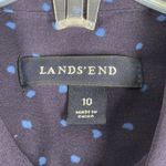 Lands' End Lands End Shirt Womens 10 Navy Blue Polka Dot Button Up Blouse Preppy Feminine Photo 6