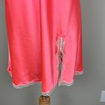 Victoria's Secret  Slip Nighty Large‎ Coral Silky Satin Lace Trim Mini Lingerie L Photo 2