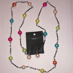 Colorful Beaded Boho Retro Necklace Earrings Set NWT Black Photo 1