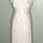 Speechless White Chiffon Deep V Neckline Lacey Overlay Midi Lined Dress 13 Photo 3
