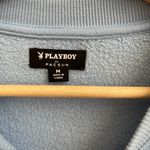 Playboy By PacSun Blue Ombre Camp Crew Neck Embroidered Cozy Pullover Sweatshirt Photo 9