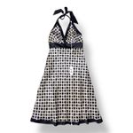 Issue New York Vintage Y2K Black White Silk Halter Party Dress Size 12 Photo 3