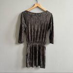 Evereve  Peyton Jensen Black and Tan Pattern Dress Boat Neck Elastic Waist XS Photo 5