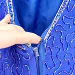 Laurence Kazar Womens VTG 80s Evening Party 100% Silk Beaded Sequin Dress PL Blue Size undefined Photo 8