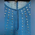 BCBGMAXAZRIA  Y2K Blue Metal Embellishments Kimono Swim Cover Up Blouse Size O/S Photo 2