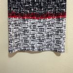 Elegant Monochrome Midi Dress with Red Accents Black Size 10 Photo 2