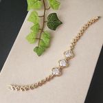 Gold Filled Bracelet Quatrefoil Clover Flower with Cubic Zirconia Crystal Stones Photo 0