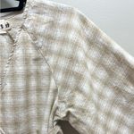 Soft Haus Garden Party Wrap Top Blouse Linen Cotton Natural Plaid Tan Size XS Photo 5