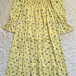 We Wore What Dress Smocked Maxi Off Shoulder Watercolor Ditsy Yellow S NWT New Photo 4
