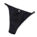 🔃Black Ribbed Scallop Trim High Cut Bikini Swimsuit Bottom Size M Photo 2