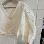 Free People  Alyssa Rose Crochet Embroidered Sleeve Cropped Pullover Sweatshirt Photo 3