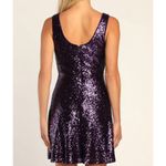 Lulus New Lulu’s Going‎ For The Glam Sequin Purple Skater Dress Cocktail Small Photo 1