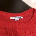 Project Nadaam Project Naadam Bell Sleeve Sweater Coral Fuzzy Bow Ties Neon Orange Pink Soft M Photo 7