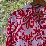 ZARA  Women's Red And White Printed Long Sleeve Shirt Size S Photo 4