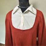 Chic Rust Red Sweater with White Collar Size XL Photo 1
