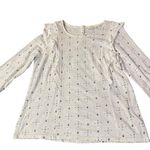 Fat Face Top Womens 10 Used Cream Blue Pullover Ruffle Photo 13