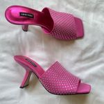 Nine West NEW Partie Heeled Slide Sandals in Shocking Pink Suede Size 8 Photo 1