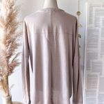 ANGL Taupe Henley Half Button Up Scoop Neck Long Sleeve Top Photo 9