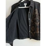 Chico's  Black Denim Jacket Embroidered‎ Beaded Boho Western Vintage Size Large Photo 3