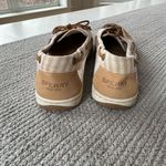 Sperry  Tan Ivory Striped Mesh Leather Boat Shoes Loafers Size 9.5 Photo 6