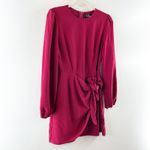 Lulus  Believe It or Knot Long Sleeve Tie-Front Skater Dress Wine Red Small Photo 6