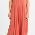 Audrey 3+1 Pink Gauze Crinkle Maxi Dress Spaghetti Strap Bohemian Resort Photo 0