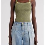 Balmain Vichy Gingham Knit Tank Top Olive Green 44 FR 12 US NWT DF0AB051KH60 Photo 0