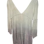 R. Vivimos Women's L Plunge Neck Tiered Tunic Dress Light Gray Angelic Fairycore Size L Photo 0