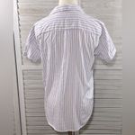 Levi's  Women's 100% Cotton Button Down Shirt White w Pink, Blue, Black Stripe-XS Photo 3