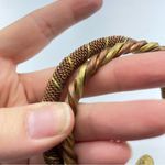 Bronze & Gold Tone Metal Twist Bracelet Cuffs Set of Two Photo 6