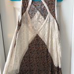 Umgee Brown/Creme/Navy Floral Open Back Lace Dress Photo 2