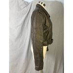 Stoosh  Faux Leather Cropped Moto Jacket Brown XL Belted Biker Zip Short Coat Photo 4