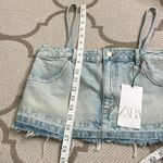 ZARA  Denim Jean Cropped Top Spaghetti Strap Blue Wash  Bloggers Photo 7