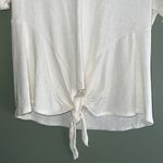 Francesca's women's medium ivory short sleeve tier front hi low top v Photo 5