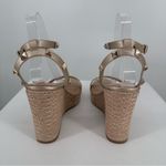 INC Maverickp Faux Leather Ankle Strap Wedge Sandals Gold size 10 Studded Photo 5