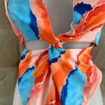 SheIn NEW One Piece Swimsuit Orange Blue Abstract Pattern 4XL Photo 2