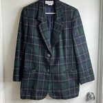 White Stag Vintage  Wool Blend Green & Navy Plaid Blazer Jacket Women's Size 12 Photo 0
