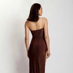 Meshki tammy shimmer deep v maxi dress in brown umber size XS Photo 1
