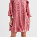 ASOS  DESIGN Tall pleated trapeze mini dress with puff sleeves in dobby size 2 Photo 0