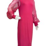 SheIn SXY Mock Neck Contrast Mesh Lantern Sleeve Split Hem Dress Photo 3