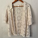 Ultra Pink NEW Crochet Cardigan Sweater Women L Ivory Grannycore Photo 2