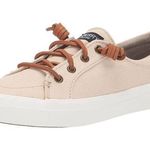 Sperry Crest Vibe Oat Beige Linen Sneaker Cowhide Leather Laces ~ Women's Size 8 Photo 0