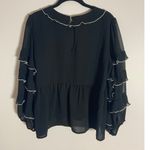 For Love & Lemons Black Ruffle sheer sleeve top size large Photo 3