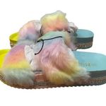 Mudd Lauren Fur and Rhinestone Slide Sandals multi colored Size 6 New Photo 0