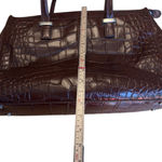 Knomo London Faux Croc Burgundy Laptop Tote Bag 18 x 12 x 6 Structured Chic GUC Brown Photo 10